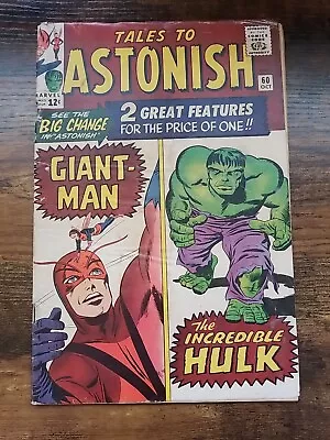 Buy Tales To Astonish #60 Oct 1964 Giant-Man & The Hulk - Complete Lower Grade • 22.39£