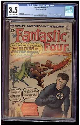 Buy Fantastic Four 10 CGC 3.5 Doctor Doom Appearance Invisible Girl Pin-UP 1963 • 221.97£