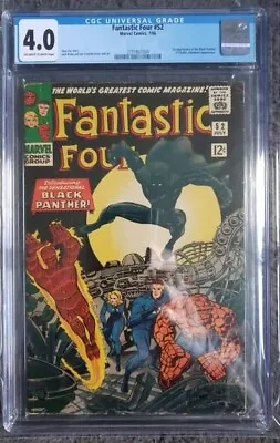 Buy FANTASTIC FOUR #52 - 1ST APPEARANCE OF BLACK PANTHER 1966 - CGC 4.0 Cent Copy • 500£