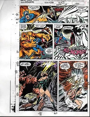 Buy 1991 Marvel Comics Avengers 328 Color Guide Art Page 9: Captain America/Iron Man • 42.35£