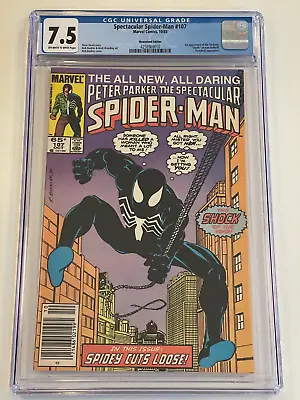 Buy Spectacular Spider-Man #107 NEWSSTAND CGC Graded 7.5 | Black Suit, 1st Sin Eater • 31.60£