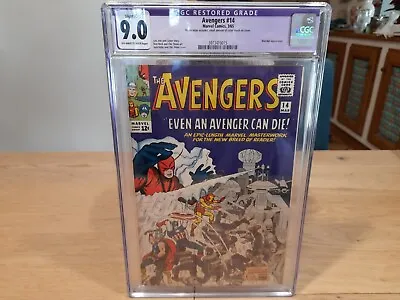 Buy The Avengers # 14, Marvel 3/1965, CGC 9.0 Restored, Only Small Amount Of CT • 34.74£