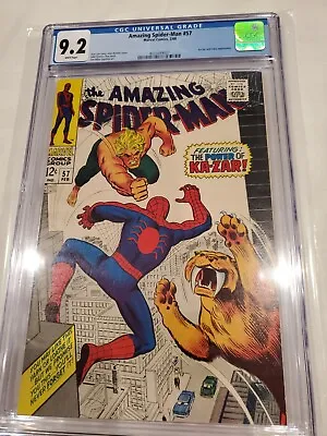 Buy The Amazing Spider-Man #57 CGC 9.2 NM- Ka-Zar Zabu Marvel Comics • 366.18£