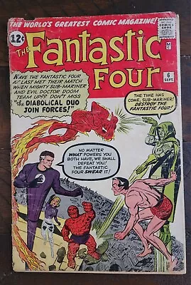 Buy Fantastic Four #6 GD- 1.8 1962 2nd Dr. Doom Moving Coming Reader Copy Silver Age • 343.79£