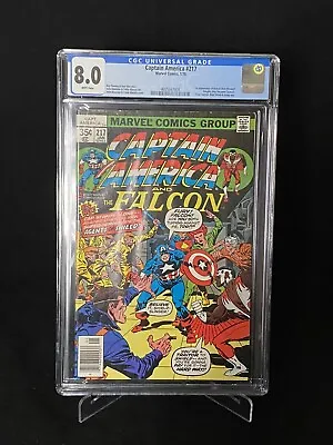 Buy CAPTAIN AMERICA #217 MARVEL CGC 8.0 WHITE PAGES 1st MARVEL MAN FALCON • 57.08£