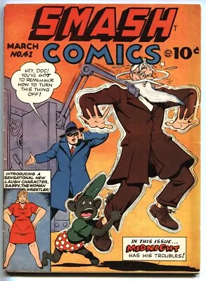 Buy Smash Comics #41 1943-Quality-1st DAFFY THE WOMAN WRESTLER-VG/FN • 386.58£
