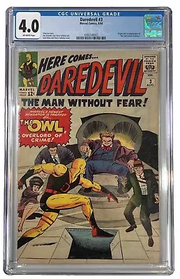Buy Vintage DAREDEVIL #3, 8/64 Silver Age Comic Book, CGC 4.0. 1st App Of The Owl • 159.90£