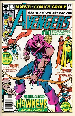 Buy Avengers #189 VF (1979) Newsstand! Classic Hawkeye Cover By John Byrne! • 8£