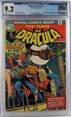 Buy Tomb Of Dracula #18 Cgc 9.2 Ow/w Pages 1974 Werewolf By Night Cover • 130.45£