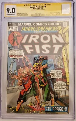 Buy Marvel Premiere 16 CGC 9.0 Signed By Creator ROY THOMAS. 2nd Iron Fist • 293.93£