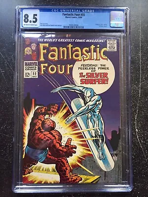 Buy FANTASTIC FOUR #55 CGC VF+ 8.5; OW-W; Classic Thing Vs. Silver Surfer Battle! • 478.55£