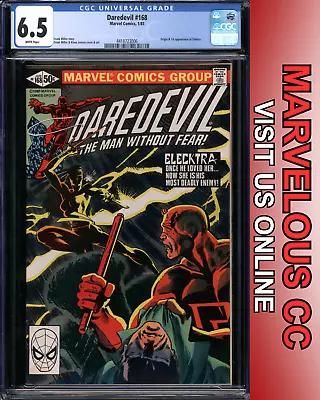 Buy 1981 Marvel Daredevil #168 White Pages Elektra 1st Appearance & Origin CGC 6.5 • 180.08£