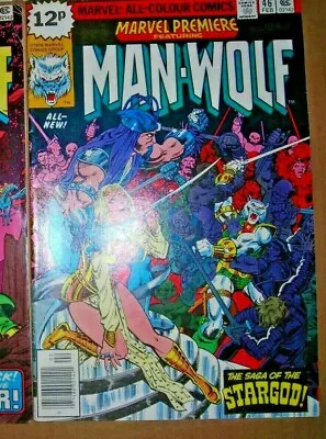 Buy Marvel PREMIERE 46 MAN-WOLF Comic FEBRUARY 1979 FN/+ 12PENCE UK PEREZ Bronze Age • 2.89£