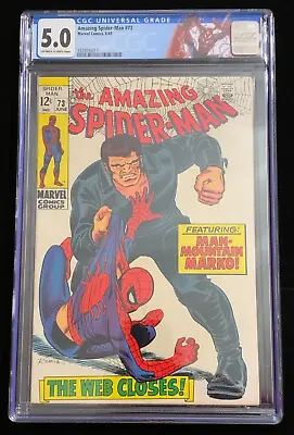 Buy Amazing Spider-Man #73 CGC 5.0 OWW (1969 Marvel) 1st Silvermane & Man Mountain • 75.46£