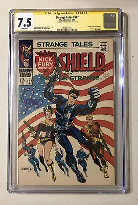 Buy Strange Tales #167 White Pages CGC 7.5 Steranko Signed.  Fantastic Flag Cover! • 335.72£