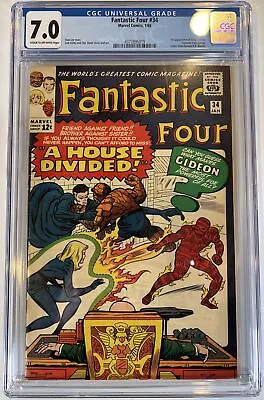 Buy Fantastic Four # 34 CGC 7.0 First App Greg Gideon Marvel 1965 Kirby • 159.10£
