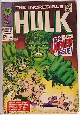 Buy The Incredible Hulk #102, Marvel Comics 1968 VG 4.0 Title Change From TTA • 126.15£