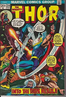 Buy The Mighty Thor #214 4D Man Raw Higher Grade 1973!  OW Pages! • 15.27£