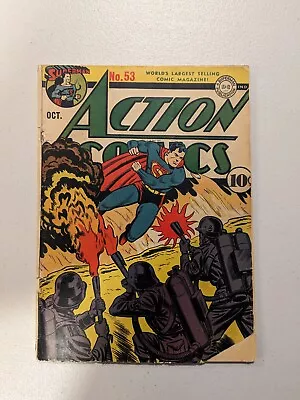 Buy Action Comics 53 Golden Age 1942 DC Comics Superman Flamethrower War Cover  • 795.52£