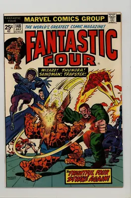 Buy Fantastic Four 148 F Fine Wizard! Thundra! Sandman! Trapster! 1974 • 7.12£
