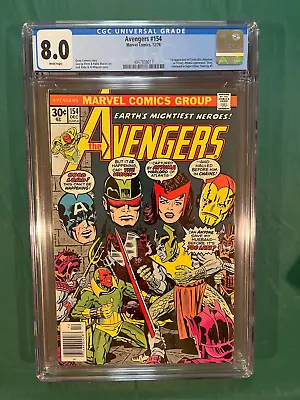 Buy Avengers #154 CGC 8.0 WP (1976) George Perez Attuma 1st Tyrak Jack Kirby Cover • 105.14£