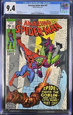 Buy Amazing Spider-Man #97 CGC NM 9.4 White Pages Drug Issue! Green Goblin! No CCA! • 552.63£