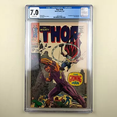 Buy Mighty Thor #140 (1967) CGC 7.0, 1st Growing Man, Kang Appearance • 60.32£