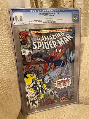Buy Amazing Spider-Man #359 CGC NM/M 9.8 White Pages 1st Cameo Carnage! Marvel 1992 • 119.92£