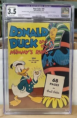 Buy Four Color #29 CGC 3.5 RESTORED A-3. Dell 1943 2nd Carl Barks  Mummy's Ring • 788.42£