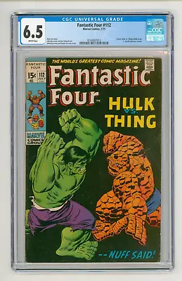 Buy Fantastic Four #112 CGC 6.5 FN+ Classic Thing Vs Hulk Battle Story And Cover • 269£