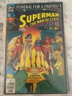 Buy Superman Man Of Steel 20 - Funeral For A Friend Pt 3 DC 1993 VF  1st Print • 4.99£