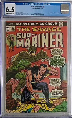 Buy Sub-Mariner #72 - 1974 - Final Issue - Secret DC Marvel Crossover - CGC 6.5 • 60£