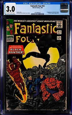 Buy FANTASTIC FOUR #52 CGC 3.0 1st Appearance Black Panther Lee Kirby Marvel • 394.21£