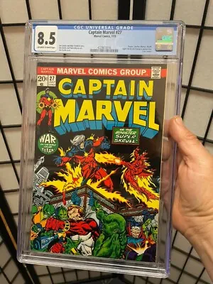 Buy Captain Marvel #27 (CGC 8.5 - 1973) Jim Starlin. Thanos. Super Skrull. • 158.87£