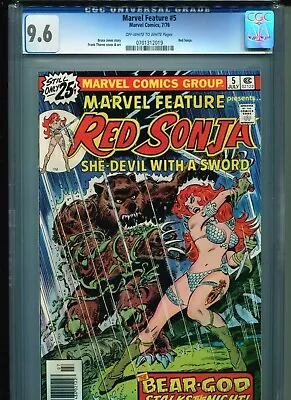 Buy Marvel Feature #5 CGC 9.6 (1976) 2nd Series Red Sonja Bruce Jones Frank Thorne • 118.25£