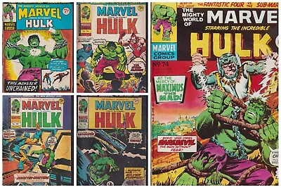 Buy 5 X The Mighty World Of Marvel Comic #74 #95 #102 #103 #104 Marvel Uk 1974 Poor • 5£