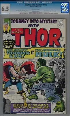 Buy Journey Into Mystery #112-cgc 6.5 Fine+ Thor Vs Hulk-1965  Origin Of Loki • 947.94£