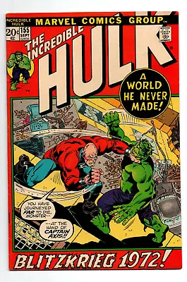 Buy Incredible Hulk #155 - 1st Shaper Of Worlds - KEY - 1972 - VF • 15.77£