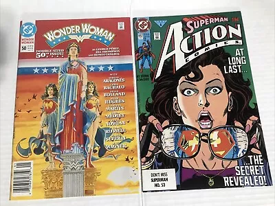 Buy Wonder Woman V2 #50 News Stand (PEREZ) & Action Comics #662 - 2nd Print - DC • 10.27£