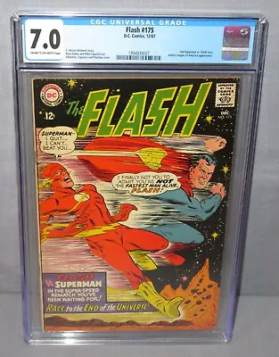 Buy FLASH #175 (2nd Superman Vs Flash Race) CGC 7.0 FN/VF DC Comics 1967 • 160.63£