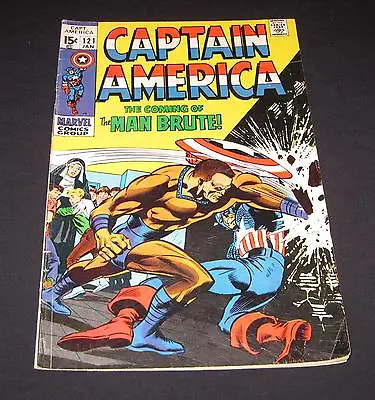 Buy CAPTAIN AMERICA #121 Vg/Fn 15¢ Marvel Comic 1969 | The Coming Of The Man Brute! • 7.90£