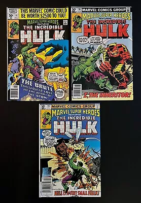 Buy MARVEL SUPER HEROES INCREDIBLE HULK #91, 98, 102 Lot Marvel Comics 1980 • 12.04£