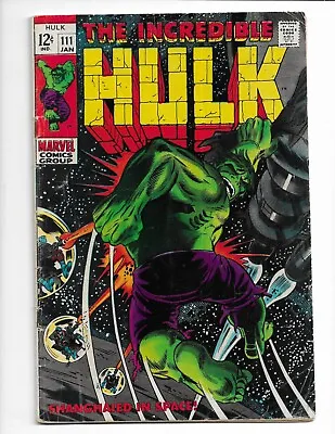 Buy Incredible Hulk 111 - Vg 4.0 - 1st Galaxy Master - Kazar - Zabu (1969) • 19.75£