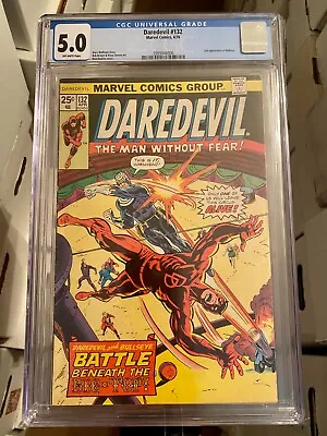 Buy Daredevil 132 CGC 5.0! Bronze Age Marvel 1976! 2nd Appearance Of Bullseye! WOW! • 95.93£