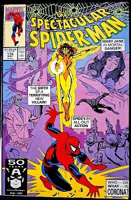 Buy SPECTACULAR SPIDER-MAN #176 Key VFN FIRST CORONA Marvel Comics 1991 • 3.99£