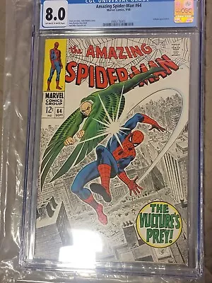 Buy Cgc 8.0 Amazing Spider-man #64! 1968!  Classic Romita Vulture Cover!  Stan Lee! • 255.84£