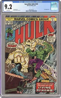 Buy Incredible Hulk #183 CGC 9.2 1975 3991023017 • 46.37£