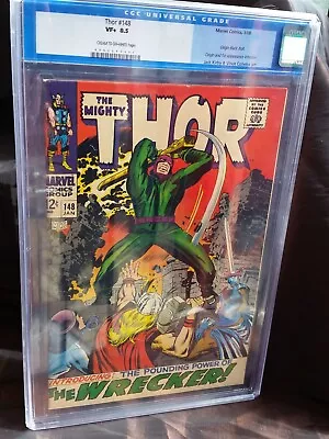 Buy Mighty Thor #148 Cgc 8.5 Vf+ Cr/ow Pages 1st App & Origin Of Wrecker Kirby (sa) • 31£