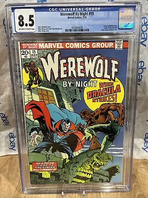 Buy Werewolf By Night #15 CGC 8.5 Of-wp Graded New Slab Vs. Dracula 1974 Comic • 126.38£