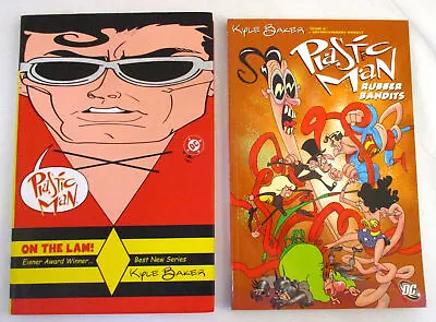 Buy Plastic Man Vol 1 On The Lam + Vol 2 Rubber Bandits TPB Comic Set Lot Kyle Baker • 23.78£